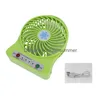 Usb Gadgets Draagbare Mini Ventilator 3 Speed Verstelbare Fans Voor Thuis Officedesk Reizen Met Led Licht Oplaadbare Handheld Drop levering Dhnot