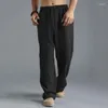 Pantalons pour hommes été coton lin lâche cordon Yoga pantalon hommes décontracté poche jambe large Sport mâle grande taille S-5XL