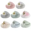 Pens 40/50cm Pet Dog Cat Bed Round Plush Cat Self Warming Bed House Soft Long Plush Bed Small Dog Cat Nest Pet Sleeping Cave Cushion