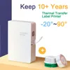 Skrivare Portable Mobile Direct Thermal Transfer Printer med kolband 10 år långvarig etikett ExtremeCold Heat Sunshine Resist