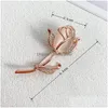 Pins Brooches Exquisite Rose Flower Opal Stone Rhinestone Brooch For Women Pins Fashion Clothing Wedding Jewelry Accessories Femme Dhi5H