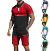 Trainingsanzüge Herren-Poloshirt-Shorts, 2-teilig, Luxusmarke, lässig, mit Reißverschluss, Revers, T-Shirt, kurzärmelig, Leichtathletik-Anzug, Herren-Jogging-Set P230603