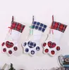 Christmas decoration dog paw print socks XMAS tree hanging stocking pendant kids gifts candy storage bags Home festival Party Pendant socks