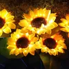 장식용 꽃 반짝이는 인공 해바라기 공장 태양열 램프 야외 LED 조명 안뜰 산책로 정원 장식 10pcs