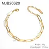 Wholesale Custom PVD 18K Gold Plated Stainless Steel Flat Paper Clip Paperclip Link Chain Bracelet for Women