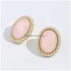 Stud Fashion Transparent Resin Geometric Oval Earring For Women Vintage Pearl Irregar Earrings Statement Drop Delivery Jewelry Dh8Nh