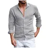 Chemises décontractées pour hommes chemise pour hommes coton lin haut ample à manches longues printemps automne beau