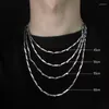 Chains Hip Hop 3mm Stainless Steel Men Necklace Rock Square Chain Bamboo Link Jewelry Accessory Gift