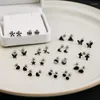 Stud Earrings Stainless Steel Geometric Black Series 2023 Punk Simple Personalized Heart Cross Mini For Women Jewelry