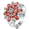 Рандные кольца Princess Flower Fl Diamond Riging Ring Sier Color австрийский хрустальный цвет красный зеленый фиолетовый синий розовый белый желтый Dro Dhndp