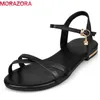 MORAZORA Größe 33-46 2022 neu kommen frauen sandalen einfache schnalle sommer schuhe aus echtem leder damen bequeme flache sandalen L230518