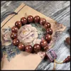 Strand SNQP Pulsera de pera de flor amarilla 2.0 Men's Redwood Mexico Big Leaf Wood Sumergido Buddha Beads Cultural Juguetón y