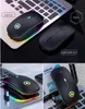 A2 Rechargeable Wireless Bluetooth Mice With 2.4G receiver 7 color LED Backlight Silent Mice USB Optical Gaming Mouse with Battery for Computer Desktop Laptop PC Game