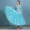 Stage Wear Ballroom Competition Dresses Modern Dance Performance Costumes Women Rhinestones High End Evening Party Gown