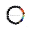 Beaded 6 färger 8mm naturliga sju chakras stenpärlor armband lava lila gröna sträng stretch yoga smycken tiger ögon armband dro dhvmc