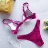 Dwuczęściowy dres stroje kąpielowe bikini zielony puty skórzany pompanie błyszczące stanik bandeau plażowe kostiury kąpielowe Tankini Summer Swimsuit 230602