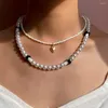 Anhänger Halsketten 2 Teile/satz Imitation Perle Liebe Perlen Halskette Frauen Pilz Weiße Perle Strang Choker Kragen Böhmischen Schmuck 2023