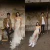 New Liz Martinez Lace Mermaid Wedding Dresses Sweetheart Backless Bridal Gowns Applique Front Split Beach Wedding Dress315p