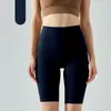 Lu Leggings femininas de cintura alta com elevação de quadril esportivas Bolso Capris Meia-calça nua Calças de corrida fitness Shorts de ioga finos Shorts de tênis lisos Calças femininas de ciclismo