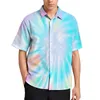 Chemises décontractées pour hommes Tie Dye Colorful Hippy Print Vacation Shirt Summer Cool Blouses Mens Graphic Plus Size