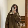 Women's Jackets Harajuku Vintage Brown Cargo Bomber Women Y2k Streetwear 90s Patchwork Baseball Jacket Korean Oversize Zip Coat