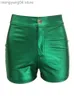 Damen-Shorts, Kricesseen, sexy, solide, reflektierende, glänzende Micro-Shorts, neue Frauen, grüne hohe Taille, tanzende Metallic-Shorts, Damen-Clubwear, T230603