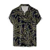 Men's Casual Shirts 2023 Summer Golden Leaves Men Oversized Hawaii Short Sleeve Beach Mens Vintage Ethnic Print Black Shirt Camisa Masculin