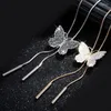 Chains Butterfly Necklace Long Fashion Versatile Sweater Chain Vintage Accessories Pendant Simple Luxury Ladies Goth