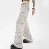 Capris Lucifer Casual Baggy Wide Leg Sports Loose High Waist Street Clothing Commodity Pants Women's 2022 Vintage 90S Pocket Trousers P230602