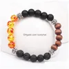 Charm Bracelets New Chakras 8Mm Fire Amber Black Lava Stone Bracelet Diy Aromaterapia Aceite Esencial Difusor Joyería Drop Delivery Dhuzb