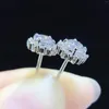 Stud Earrings Sun Flower Style White Gold 18K 0.5CT/ Piece Moissanite Diamond Earring Love Promise Ear Jewelry Test Real