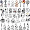 Para pandora charms autênticos 925 contas de prata 1 pçs fashion cute animal balão nota musical coroa arco-íris conta de vidro de vinho