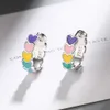 Charme 1 pièces exquis délicat coeur coloré boucles d'oreilles nouvelle mode romantique rond cadeaux R230603