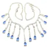 Chaînes 35g COLLIER EN ARGENT MASSIF 925 Tourmaline Rose Riche Bleu Violet Tanzanite Blanc CZ Fiançailles Femme