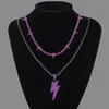 Collier panthère noire Hip Hop européen Twin Dark Style en alliage de haute qualité avec pendentif Lightning intégré au diamant de qualité supérieure