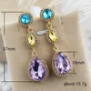 Dangle Earrings Lady Gem Color Shiny Gold Studded Crystal Women Temperament Trinket Long Accessories Gift F