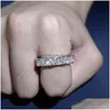 Anillos de banda Abay Anillo de costura geométrica con Triangar Cubic Zirconis Iced Out Cz Jewelry Wedding Bridal Finger Hombres y mujeres Hip Dhrns