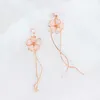 Cazibe Romantik Zarif Kiraz Çiçek Küpe Kadınlar İçin Tatlı Açık Pembe Uzun Tassel Damla Küpe Kızlar Parti Düğün Takı R230603