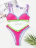 Women's Swimwear Push Up Bikinis Sexy Women Swimsuits 2023 High Waist Female Swimwear Block Color Bikini Set Swim Biquini Bathing Suit Beachwear J230603