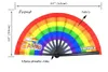 Rainbow Folding Fans LGBT Colorful Hand-Held Fan for Women Men Pride Party Decoration Music Festival Events Dance Rave Supplies C45