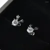 Серьги -грибы Реал 0,5 CT Moissanite для женщин твердые 925 серебряных серебряных пасьянс