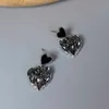 Charme cristal coeur boucles d'oreilles pour femmes noir amour forme déclaration goutte fête bijoux cadeaux R230603