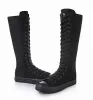 2023 Nuovi stivali stile PUNK EMO Gothic Donna Scarpe da ragazza Zip Lace Up Rock Boot Canvas Sneaker Ginocchio bianco nero Alto stile classico per scarpe da ragazza