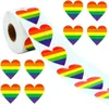 500 pçs Love Rainbow Labels Stickers Heart Shape Scrapbooking for Valentine's Day Gift Packaging Party Wedding Decoration Sticker