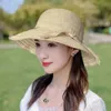ブリム帽子新しい夏のサンシェード折りたたみ折りたたみ太陽茶色のファッションバケツチャポー女性ビーチUV保護帽子G230603