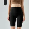 Lu Leggings femininas de cintura alta com elevação de quadril esportivas Bolso Capris Meia-calça nua Calças de corrida fitness Shorts de ioga finos Shorts de tênis lisos Calças femininas de ciclismo