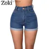 Kvinnors shorts zoki kvinnor denim shorts mode sommar hög midja bredbens shorts löst blå korta jeans sexiga hemming tvätt kvinnliga jeans t230603