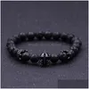 Beaded New Roman Hjälmarmband Men Boy Black Lava Rock Stone Energy Armband Jewelry Christmas Gift Drop Delivery Dhu0T