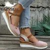 Lazyseal Wedge Heel Women Sandal New Summer Gladiator Designer Shoes Cover Toe Classic Sandals Women 2022 Med Heels Plus Size 42 L230518