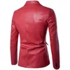 Men's Suits 2023 Europe Style Simple Solid Color PU Leather Suit Men Casual Slim Blazers For Size S-XXL